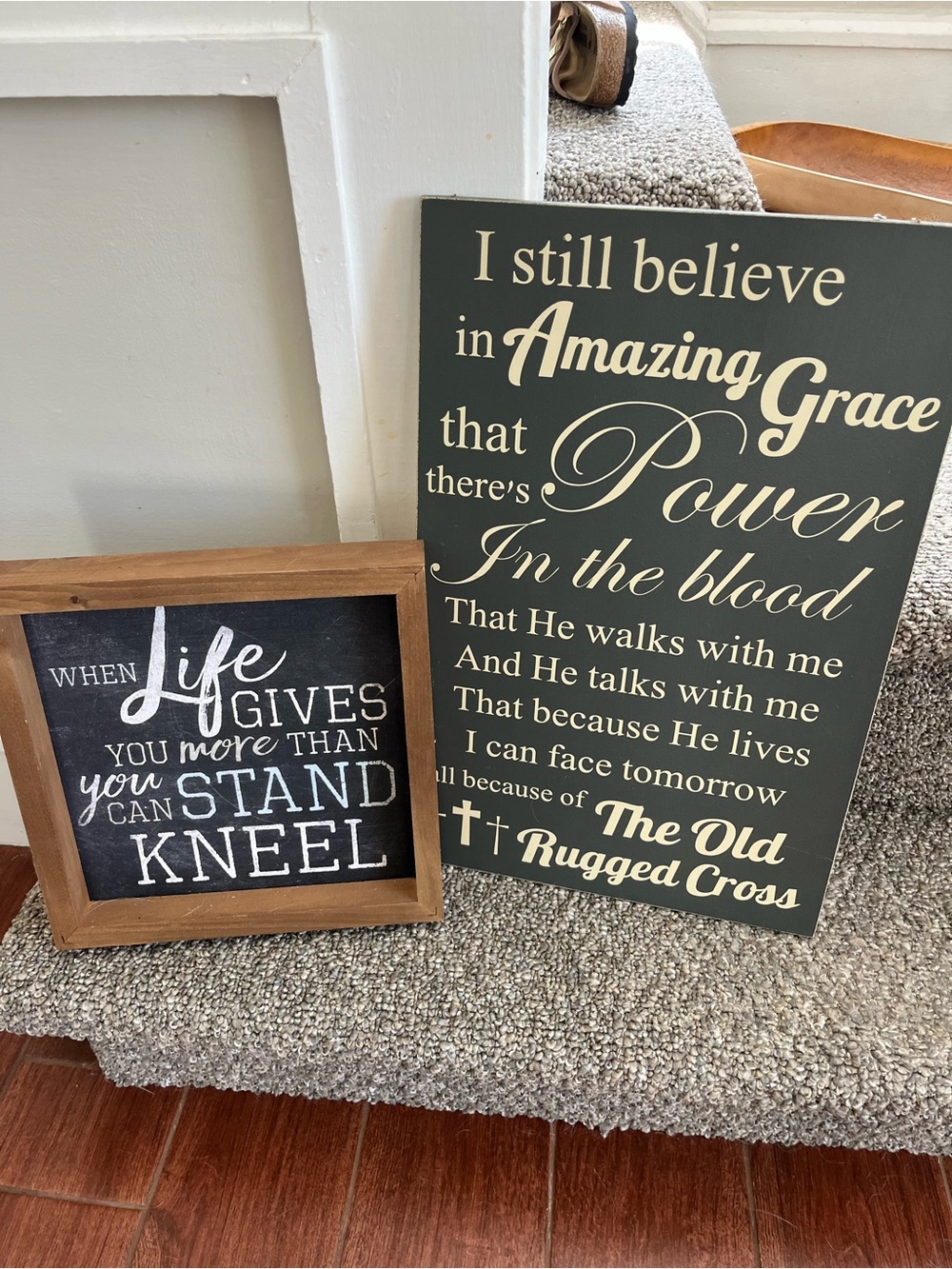 Framed Chalkboard Faith Wall Art - Black and Natural